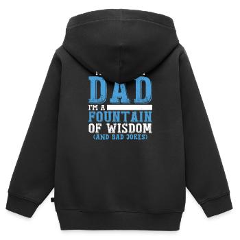 Ich bin nicht nur ein Vater, ich bin eine Quelle der Weisheit - Kinder Premium Organic Zip Hoodie - Schwarz - Hinten - AI Model Kid Male (0cm)