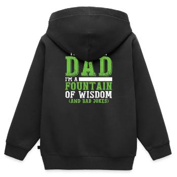Ich bin nicht nur ein Vater, ich bin eine Quelle der Weisheit - Kinder Premium Organic Zip Hoodie - Schwarz - Hinten - AI Model Kid Male (0cm)