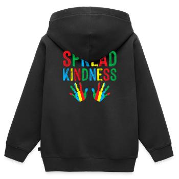 Verbreiten Sie Freundlichkeit gegen Mobbing Welttag der Freundlichkeit - Kinder Premium Organic Zip Hoodie - Schwarz - Hinten - AI Model Kid Male (0cm)