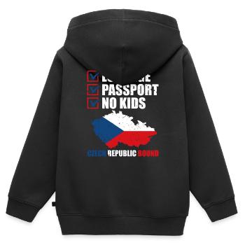 Gepäckpass Tschechische Republik Gebundener - Kinder Premium Organic Zip Hoodie - Schwarz - Hinten - AI Model Kid Male (0cm)