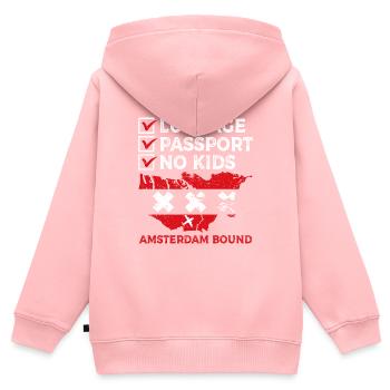 Bagages Passamsterdam Bound Travel Holidays - Sweat Premium à capuche zippé enfant bio - rose - Dos - AI Model Kid Female (0cm)