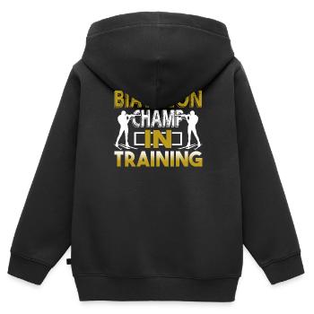 Biathlon Biathlon Champ In Training - Kids Premium Organic Zip-up Hoodie - black - Back - AI Model Kid Male (0cm)