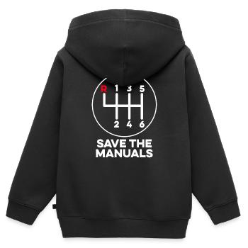 Enregistrer les manuels Manuel de la boîte de vitesses - Sweat Premium à capuche zippé enfant bio - noir - Dos - AI Model Kid Male (0cm)