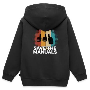 Enregistrer les manuels Manuel de vitesse de changement de vitesse - Sweat Premium à capuche zippé enfant bio - noir - Dos - AI Model Kid Male (0cm)