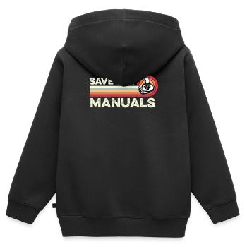 Enregistrer les manuels Manuel du bâton manuel de la vraie voiture - Sweat Premium à capuche zippé enfant bio - noir - Dos - AI Model Kid Male (0cm)
