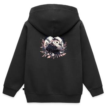 Oiseaux Oiseaux Tête d’oiseau Oiseaux Animaux Nature - Sweat Premium à capuche zippé enfant bio - noir - Dos - AI Model Kid Male (0cm)
