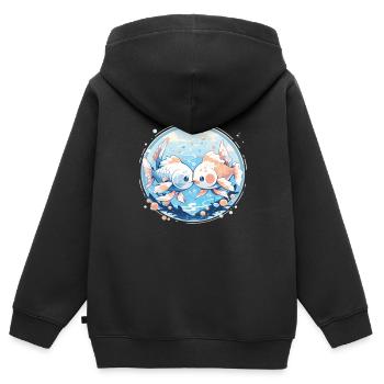 Goldfische - Kinder Premium Organic Zip Hoodie - Schwarz - Hinten - AI Model Kid Male (0cm)