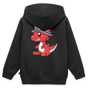 Mignon dragon pompier - Sweat Premium à capuche zippé enfant bio - noir - Dos - AI Model Kid Male (0cm)