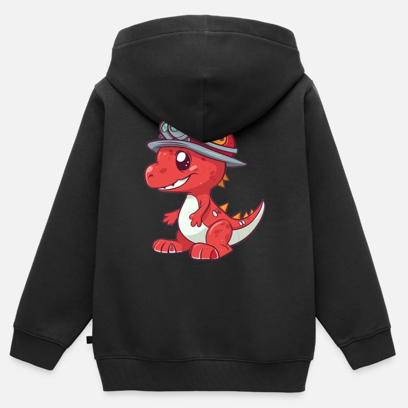 Mignon dragon pompier - Sweat Premium à capuche zippé enfant bio - noir