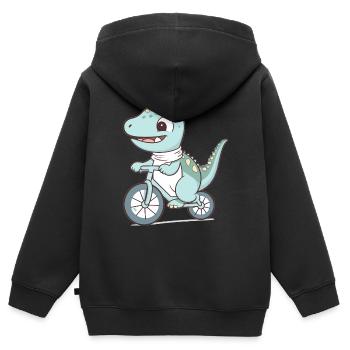 Mignon bébé dragon à vélo - Sweat Premium à capuche zippé enfant bio - noir - Dos - AI Model Kid Male (0cm)