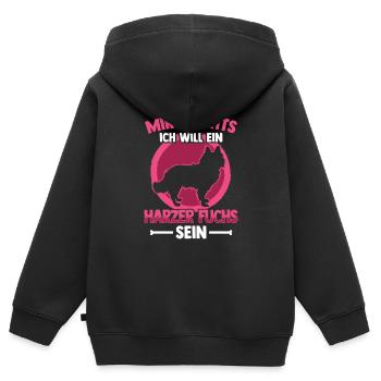 Will ein Harzer Fuchs sein Altdeutscher Hütehund - Kinder Premium Organic Zip Hoodie - Schwarz - Hinten - AI Model Kid Male (0cm)