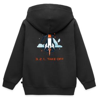 Rocket Cartoon Style - 3,2,1...Take-Off - Kids Premium Organic Zip-up Hoodie - black - Back - AI Model Kid Male (0cm)
