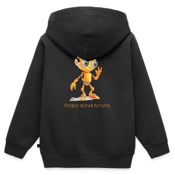 Süßer Roboter - Robo Adventure - Kinder Premium Organic Zip Hoodie - Schwarz - Hinten - AI Model Kid Male (0cm)