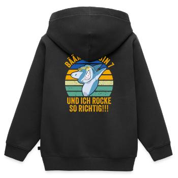 7 Jahre Junge Geschenk 7. Geburtstag Sieben - Kinder Premium Organic Zip Hoodie - Schwarz - Hinten - AI Model Kid Male (0cm)