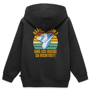 3 Jahre Geschenk 3. Geburtstag Drei Dritter - Kinder Premium Organic Zip Hoodie - Schwarz - Hinten - AI Model Kid Male (0cm)