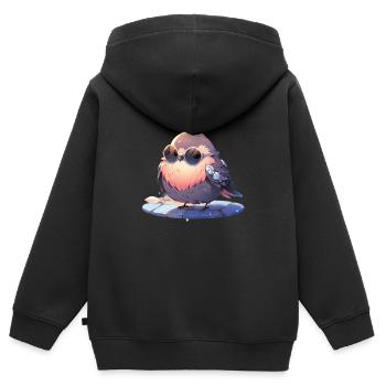 Vogel Vögel Lustige Tiere Waldbewohner Tier - Kinder Premium Organic Zip Hoodie - Schwarz - Hinten - AI Model Kid Male (0cm)