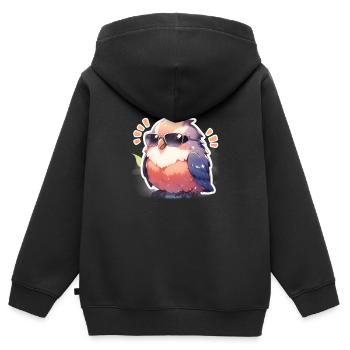 Vogel Vögel Lustige Tiere Waldbewohner Tier - Kinder Premium Organic Zip Hoodie - Schwarz - Hinten - AI Model Kid Male (0cm)