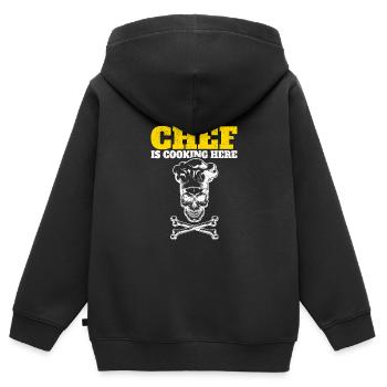 Der Koch kocht hier Lustiger Koch Kulinarische - Kinder Premium Organic Zip Hoodie - Schwarz - Hinten - AI Model Kid Male (0cm)