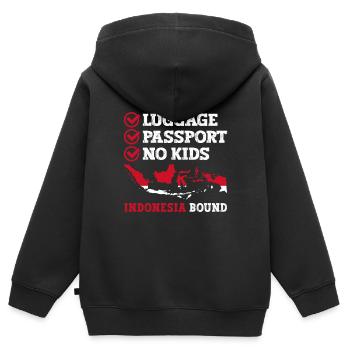 Gepäck Passport No Kids Indonesien Bound Vacation - Kinder Premium Organic Zip Hoodie - Schwarz - Hinten - AI Model Kid Male (0cm)