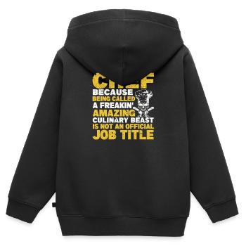 Chefkoch, weil er ein verrücktes kulinarisch - Kinder Premium Organic Zip Hoodie - Schwarz - Hinten - AI Model Kid Male (0cm)