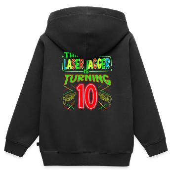 This Laser Tagger Is Turning 10 Years Old Laser - Kinder Premium Organic Zip Hoodie - Schwarz - Hinten - AI Model Kid Male (0cm)