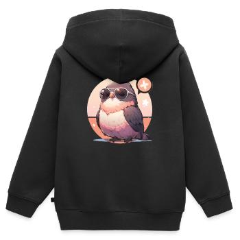 Vogel Vögel Lustige Tiere Waldbewohner Tier - Kinder Premium Organic Zip Hoodie - Schwarz - Hinten - AI Model Kid Male (0cm)
