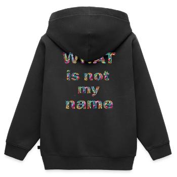 Ce qui n’est pas mon nom - Sweat Premium à capuche zippé enfant bio - noir - Dos - AI Model Kid Male (0cm)