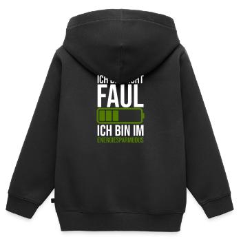 Lustiger Spruch Faulheit - Energiesparmodus - Kinder Premium Organic Zip Hoodie - Schwarz - Hinten - AI Model Kid Male (0cm)