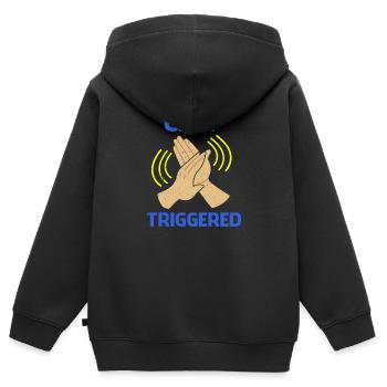 Klatschen Ausgelöster Gag Komiker Lustiger Streich Witz Wortspiel - Kinder Premium Organic Zip Hoodie - Schwarz - Hinten - AI Model Kid Male (0cm)