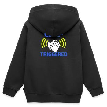 Clap Déclenché Gag Comédien Funny Prank Joke Pride - Sweat Premium à capuche zippé enfant bio - noir - Dos - AI Model Kid Male (0cm)