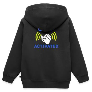 Clap Activated Gag Comedian Funny Prank Pun Joke - Sweat Premium à capuche zippé enfant bio - noir - Dos - AI Model Kid Male (0cm)