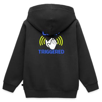 Clap Déclenché Gag Comédien Drôle Prank Proud Joke - Sweat Premium à capuche zippé enfant bio - noir - Dos - AI Model Kid Male (0cm)