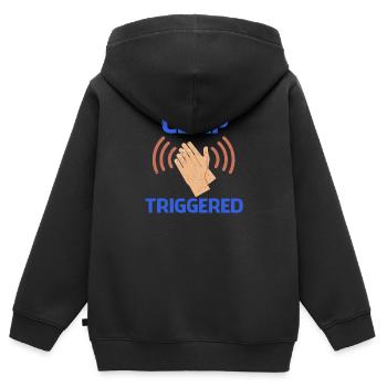 Clap Déclenché Gag Comédien Funny Prank Pun Joke - Sweat Premium à capuche zippé enfant bio - noir - Dos - AI Model Kid Male (0cm)