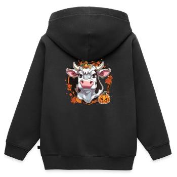 Kuh Milchkuh Kuh Halloween Herbst Landwirt - Kinder Premium Organic Zip Hoodie - Schwarz - Hinten - AI Model Kid Male (0cm)
