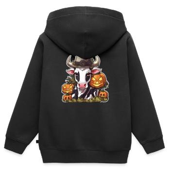 Kuh Halloween Milchkuh Kühe Kuhschädel - Kinder Premium Organic Zip Hoodie - Schwarz - Hinten - AI Model Kid Male (0cm)