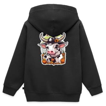 Kuh Halloween Milchkuh Kühe Kuhschädel - Kinder Premium Organic Zip Hoodie - Schwarz - Hinten - AI Model Kid Male (0cm)