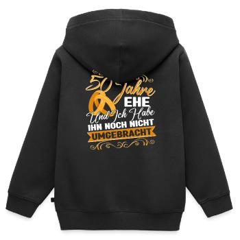 Goldene Hochzeit 50 Jahre verheiratet - Kinder Premium Organic Zip Hoodie - Schwarz - Hinten - AI Model Kid Male (0cm)