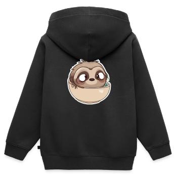 Faultier Tasse Faultier Faultiere Faultier - Kinder Premium Organic Zip Hoodie - Schwarz - Hinten - AI Model Kid Male (0cm)