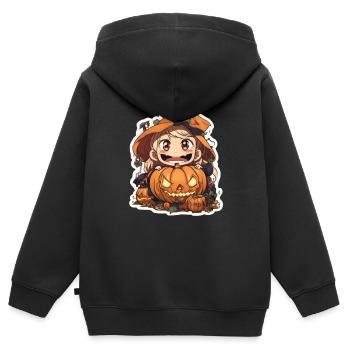 Kürbis Halloween Halloween Kürbis Kürbis - Kinder Premium Organic Zip Hoodie - Schwarz - Hinten - AI Model Kid Male (0cm)