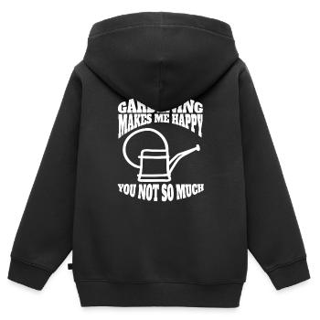 Jardin Cadeau Hobby Jardinier Verger Jardinier - Sweat Premium à capuche zippé enfant bio - noir - Dos - AI Model Kid Male (0cm)