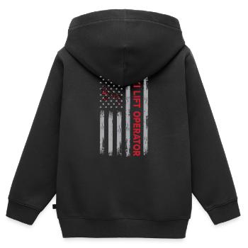 USA Flag Ski Lift Operator America - Kids Premium Organic Zip-up Hoodie - black - Back - AI Model Kid Male (0cm)