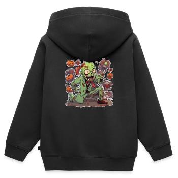 Zombie Zombie Halloween Zombie Costume Mort-vivant - Sweat Premium à capuche zippé enfant bio - noir - Dos - AI Model Kid Male (0cm)