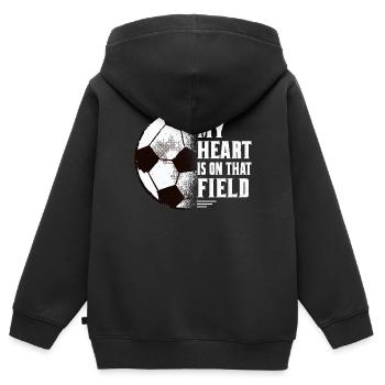 Mein Herz Ist Auf Diesem Feldfußball Mutter Outfit - Kinder Premium Organic Zip Hoodie - Schwarz - Hinten - AI Model Kid Male (0cm)