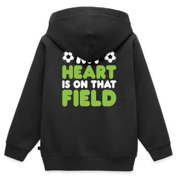 Mein Herz Ist Auf Diesem Feldfußball Mutter Outfit - Kinder Premium Organic Zip Hoodie - Schwarz - Hinten - AI Model Kid Male (0cm)