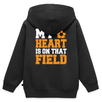 Mein Herz Ist Auf Diesem Feldfußball Mutter Outfit - Kinder Premium Organic Zip Hoodie - Schwarz - Hinten - AI Model Kid Male (0cm)