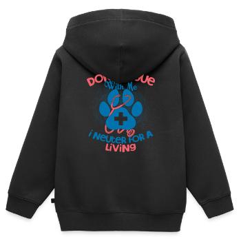 Ne discutez pas avec moi Je stérilise pour un vétéran vivant - Sweat Premium à capuche zippé enfant bio - noir - Dos - AI Model Kid Male (0cm)