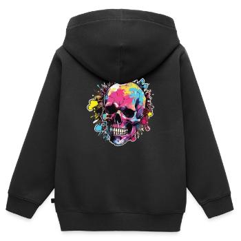 Skulls Skull Skull Skull Bones - Kids Premium Organic Zip-up Hoodie - black - Back - AI Model Kid Male (0cm)