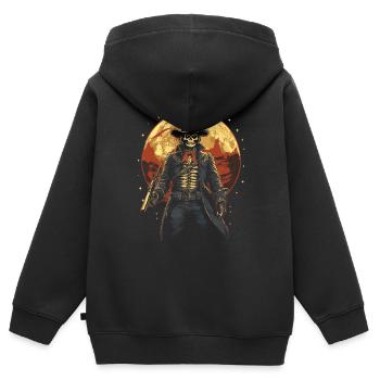 Halloween Cowboy Aventure Scary Far West - Sweat Premium à capuche zippé enfant bio - noir - Dos - AI Model Kid Male (0cm)