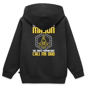 Maçonnique Papa Franc-Maçonnerie Place Et Boussole - Sweat Premium à capuche zippé enfant bio - noir - Dos - AI Model Kid Male (0cm)