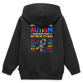 Autismus-Bewusstsein Autistisch Lustiges Autismus-Spektrum - Kinder Premium Organic Zip Hoodie - Schwarz - Hinten - AI Model Kid Male (0cm)